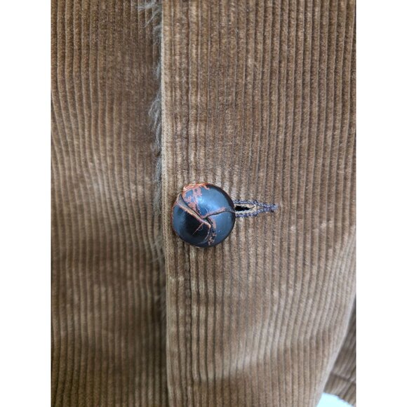 Vintage Pacific Trail Brown Corduroy Coat Faux Fur Collar & Lining Button-Up Men - Picture 6 of 8